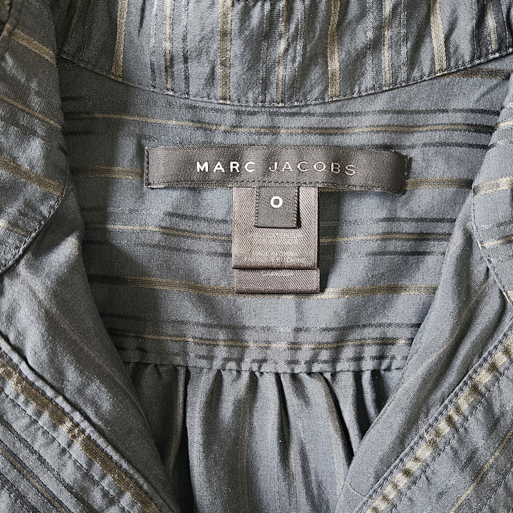 Marc Jacobs Blue Striped Ruffle Blouse - Picture 5 of 6